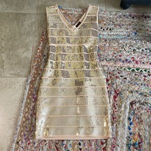 Gold sequins mini dress